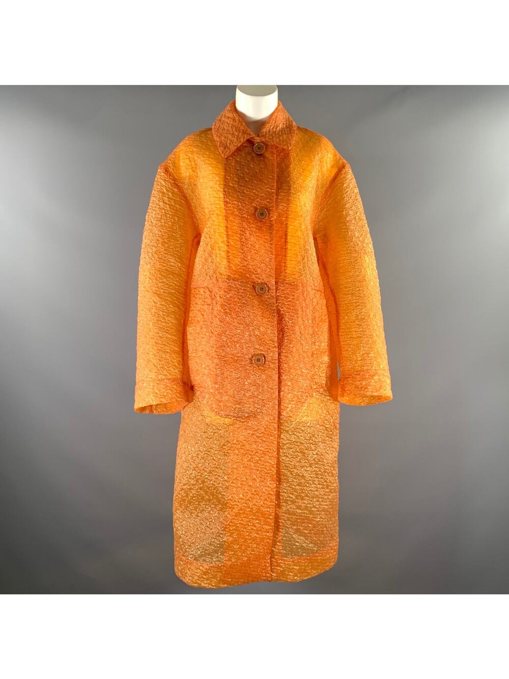 DRIES VAN NOTEN Size S Orange Polyester Polyamide Jacket Trench Coat